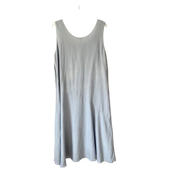 Eileen Fisher Organic Linen Scoop Neck Hanker chief Slip Dress Size large Blue - Picture 3 of 9